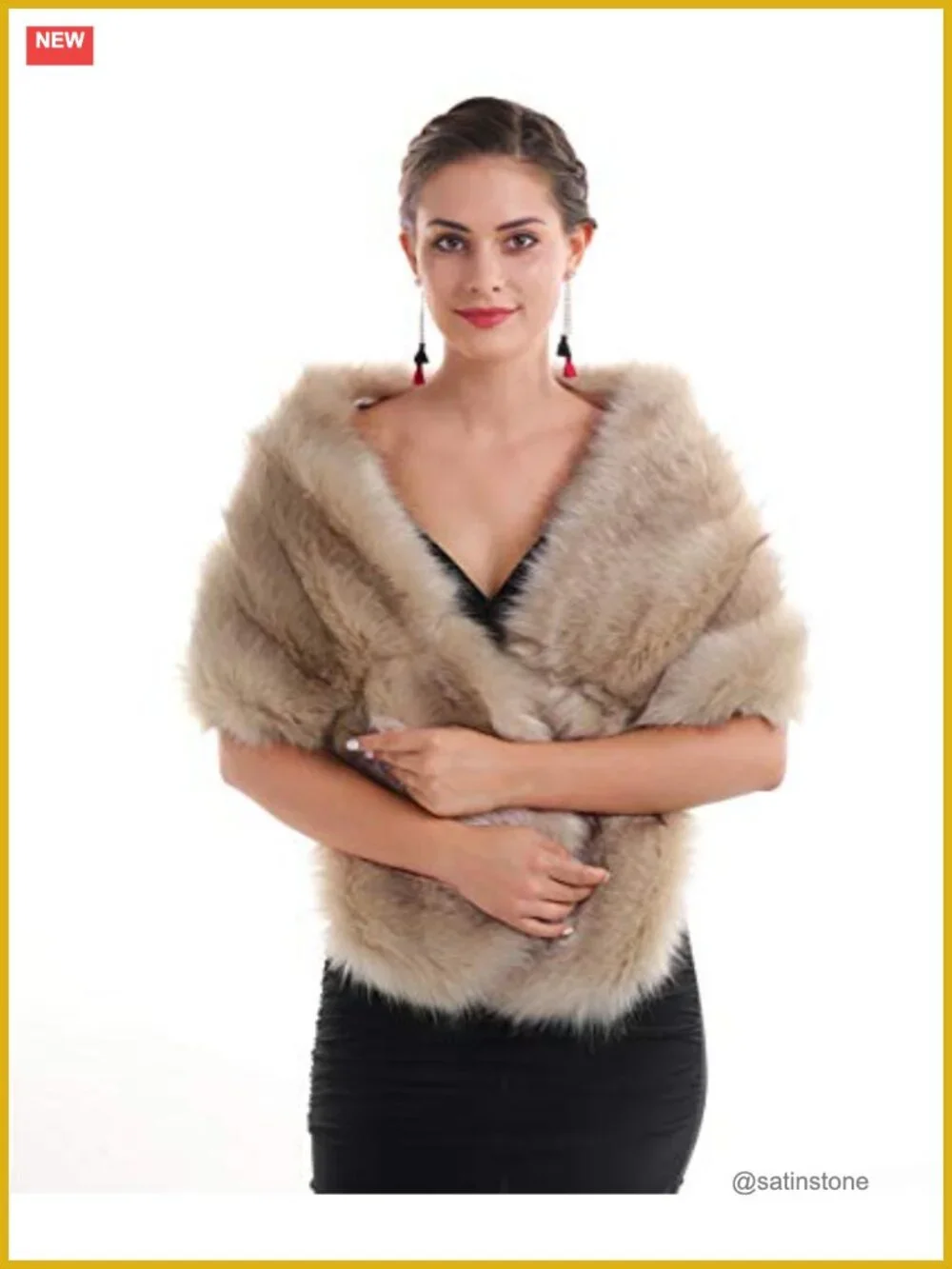 Luxurious Faux Fur Scarf Wrap Shrug Poncho Evening Wear Winter Wedding